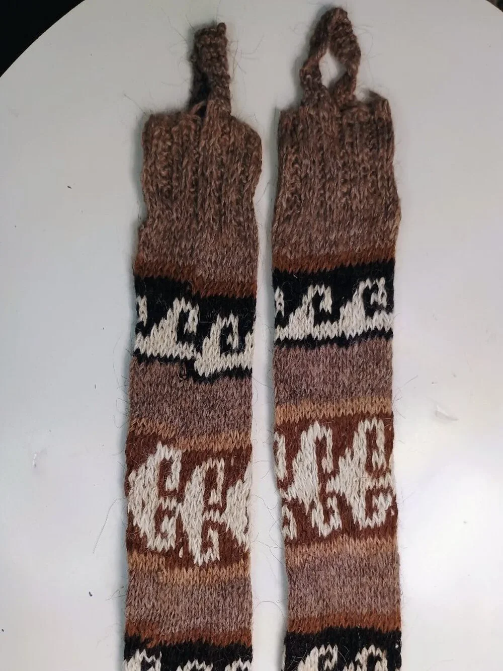 Warm Alpaca Wool Booties with Andean Designs for Winter